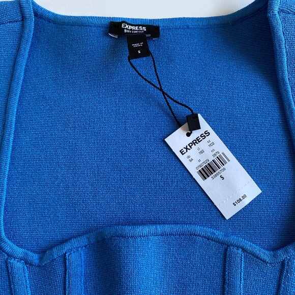 Express Women's Body Contour Corset Midi Sweater Dress Size S Blue - Picture 2 of 6